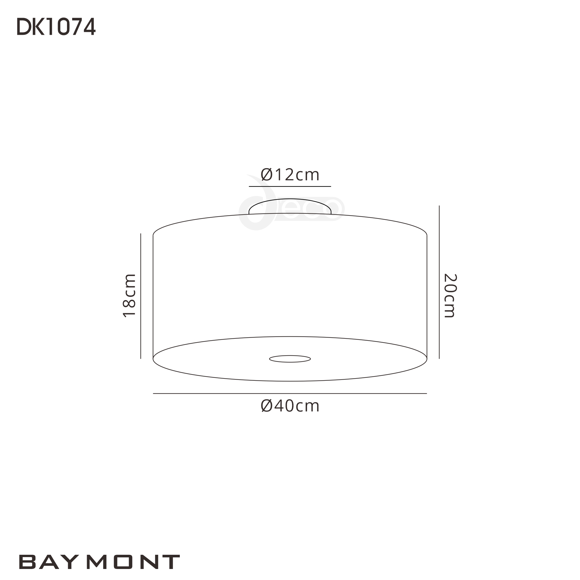DK1074  Baymont 40cm Flush 3 Light Grey; Frosted Black Detail Diffuser
